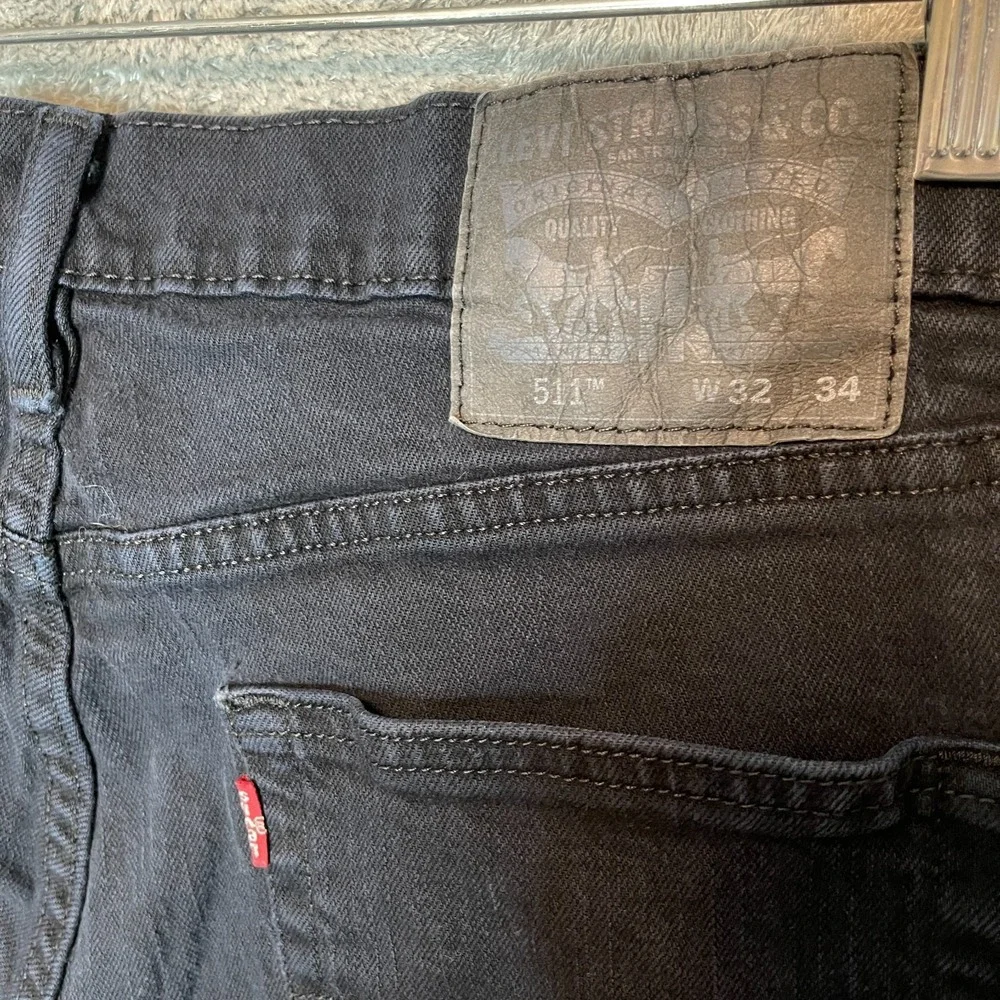 Levis 511 Mens 32x34 Slim Taper Mid Rise Stretch Black Casual Preppy Denim Jean